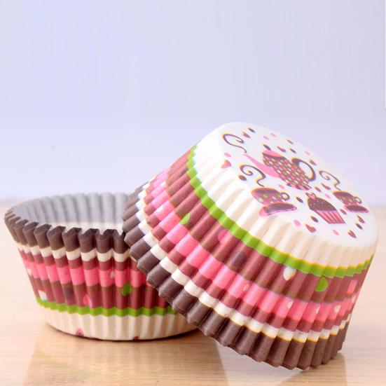 Jednoduchý DIY kreslený vzor Premium Cupcake Liner Bezpečná do mikrovlnné trouby Kuchyňské nástroje Košíček na muffiny