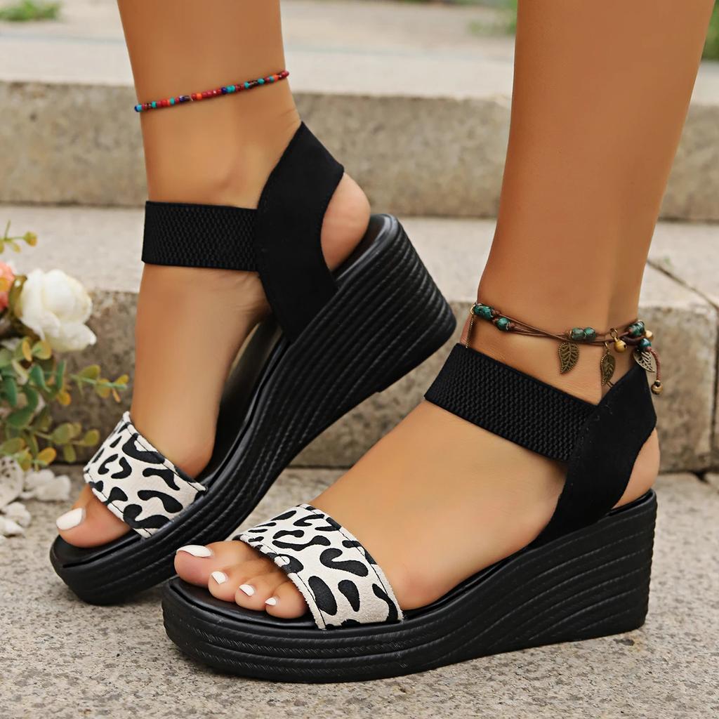 Colors Casual Sandals Women 2024 Plus Size Female Shoes Rome Women's Sandals Mixed Elastic Band High Wedges Platform Shoes Women