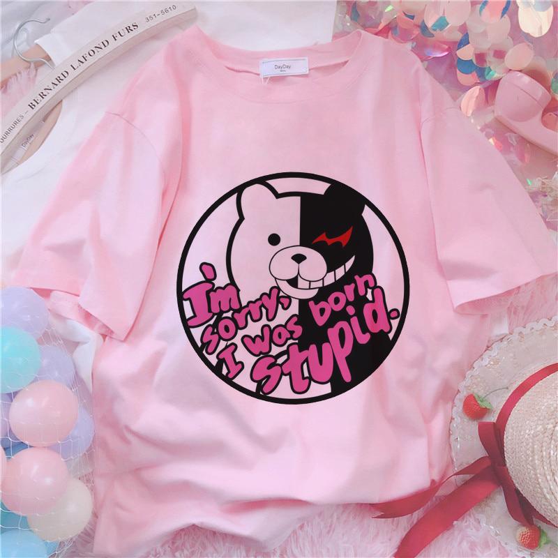 Anime Kawaii Print T-shirt Women Harajuku Aesthetic Pink Tops Emo Tshirt 2021 New Summer Korea Fashion Y2k Casual Female T Shirt