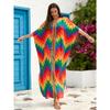 7-Color Cross-border  Large Size V-neck Dress Beach Blouse Loose Vacation Dress Bikini Blouse 3897
