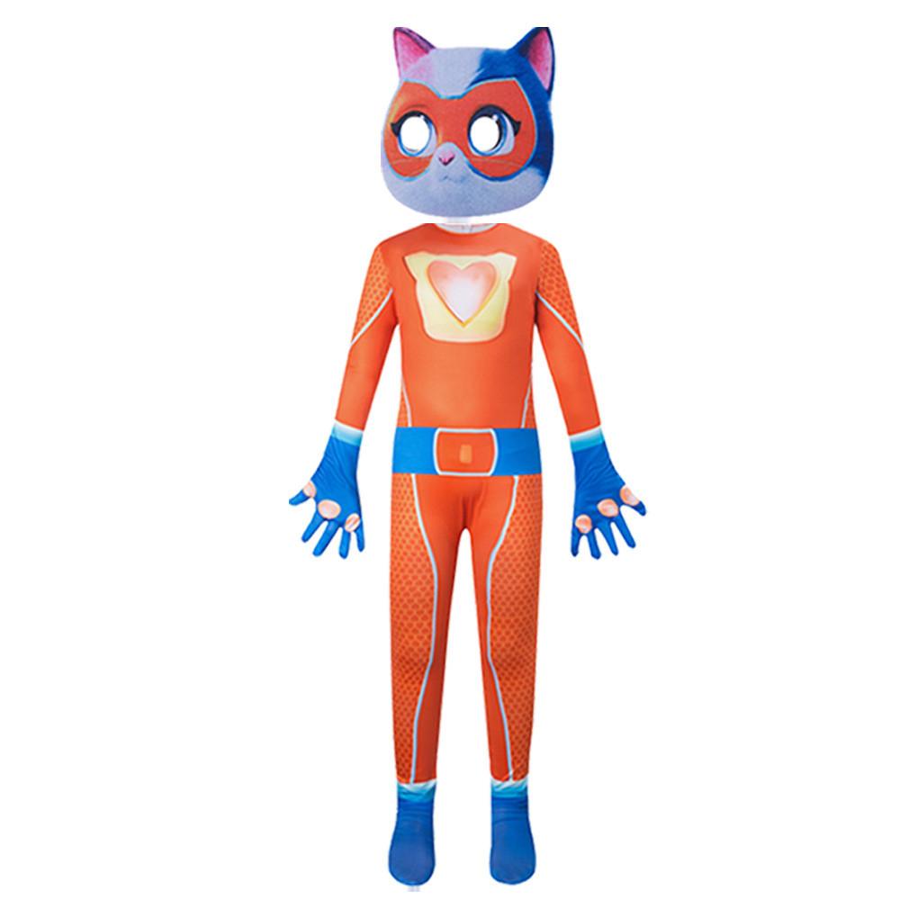 Cosplay Super Kitties Costumes Anime Jumpsuit Headwear Set Performance Stage