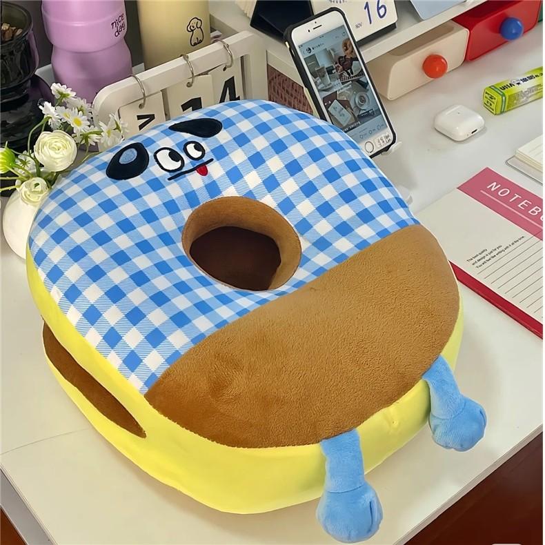 Dopamine Lattice Emoticon Pattern Neck Pillow Plush Toy Office Rest Prop Gift