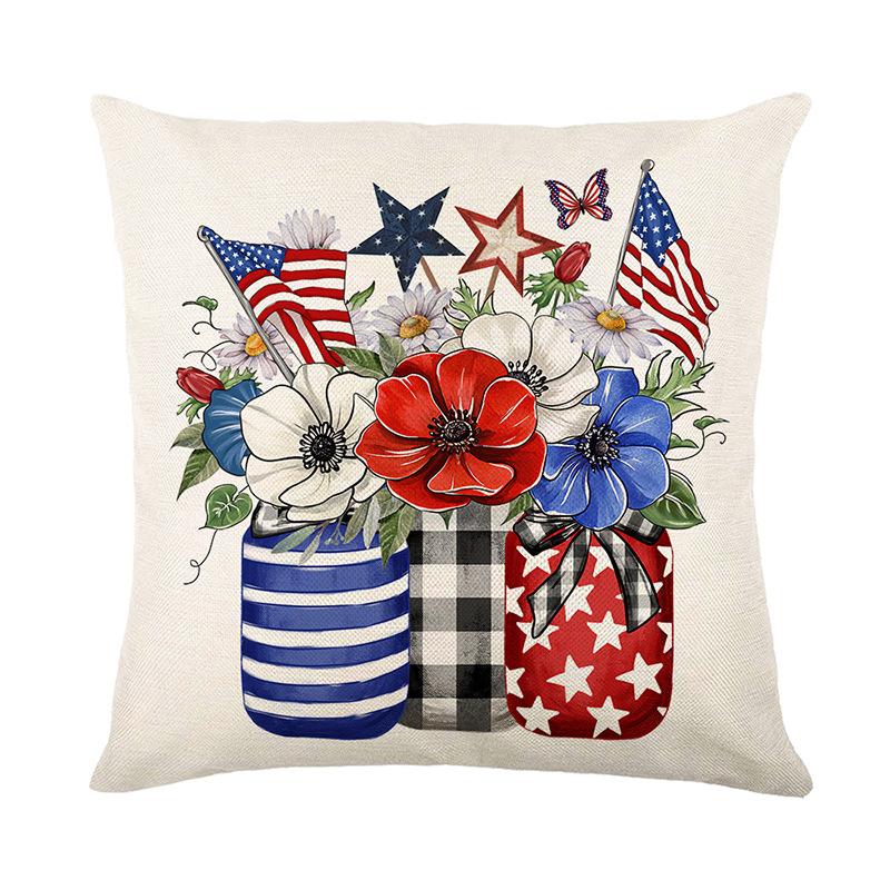 

New Independence Day Polyester Printed Pillow Cover Holiday Home Living Room Sofa Cushion Cover Decorative Cushion Cover 45 * 45Cm (without pillow core)