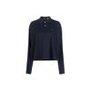 Polo Solid Logo Embroidered Long Sleeve Polo Shirt Women Tops Navy-Blue 211844785-005