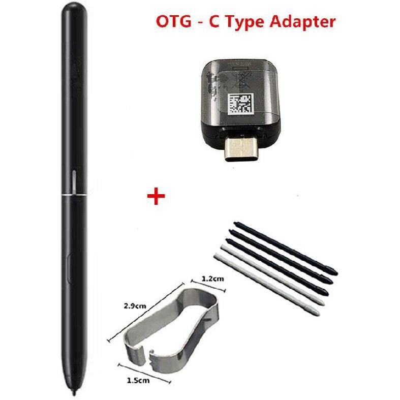 Galaxy Tab S4 Stylus Touch S Pen Replacement for Samsung Galaxy Tab S4 EJ-PT830B T835 T837 with OTG - C Type Adapter & Tips/Nibs (Black)