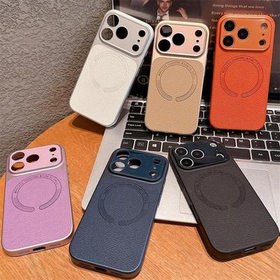 Magnetic Leather Texture iPhone 17 Pro Max Case, Compatible with Models 13-16, Cross-Border Design