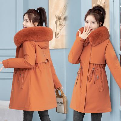 Parka de inverno feminino com forro interno removível, casaco longo solto, estilo coreano, algodão grosso, tamanho grande