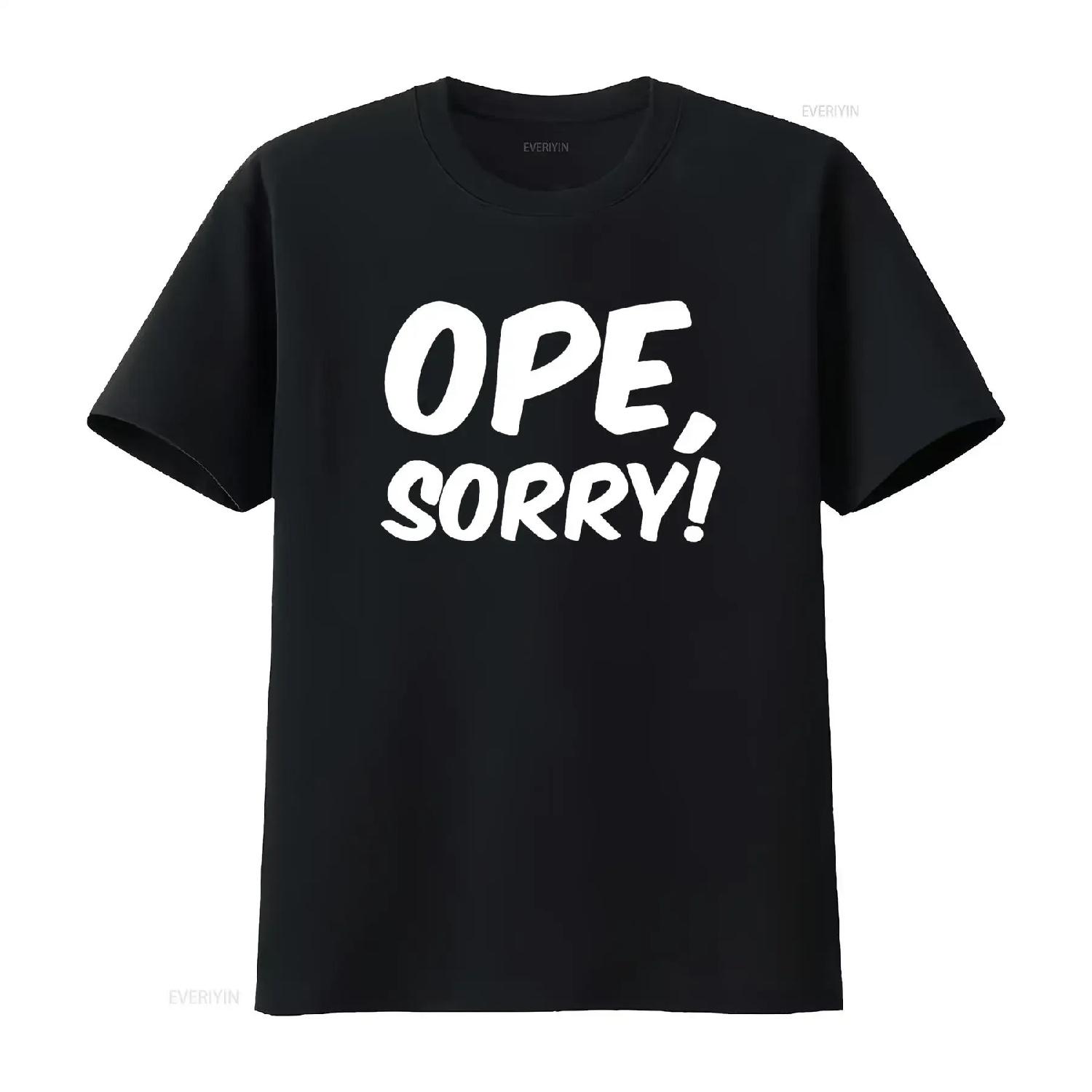 Ope Sorry Funny Wholesome Midwest Politeness Friendly T Shirt vintage Washed graphic homme Top For Everyday Wear Unisex S чёрный