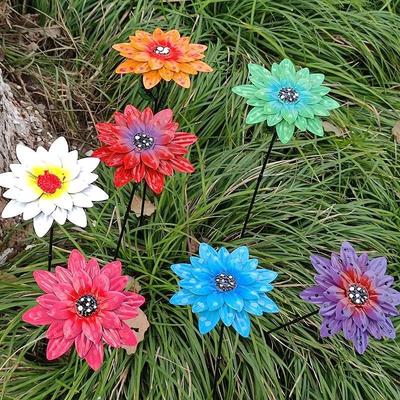 1PC Metall Blumen Garten Stakes Indoor Outdoor Handwerk Rostfreies Metall Eisen Hof Kunst Rasen Dekoration 8 Farben