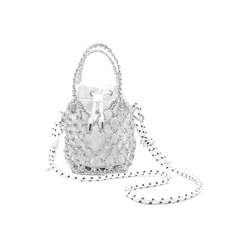 

DIOR Bag [Customized cosmetic bag] Junior Culture Moonlight Galaxy blingbling sweet daily temperament hollow canvas drawstring portable bucket silver серебряный