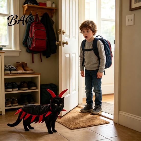 Fun Theme Party Costume Centipede-Look Cat Costume, Halloween Cosplay Outfit, Funny Pet Apparel Cute Photo Accessories for Small Medium Cats,