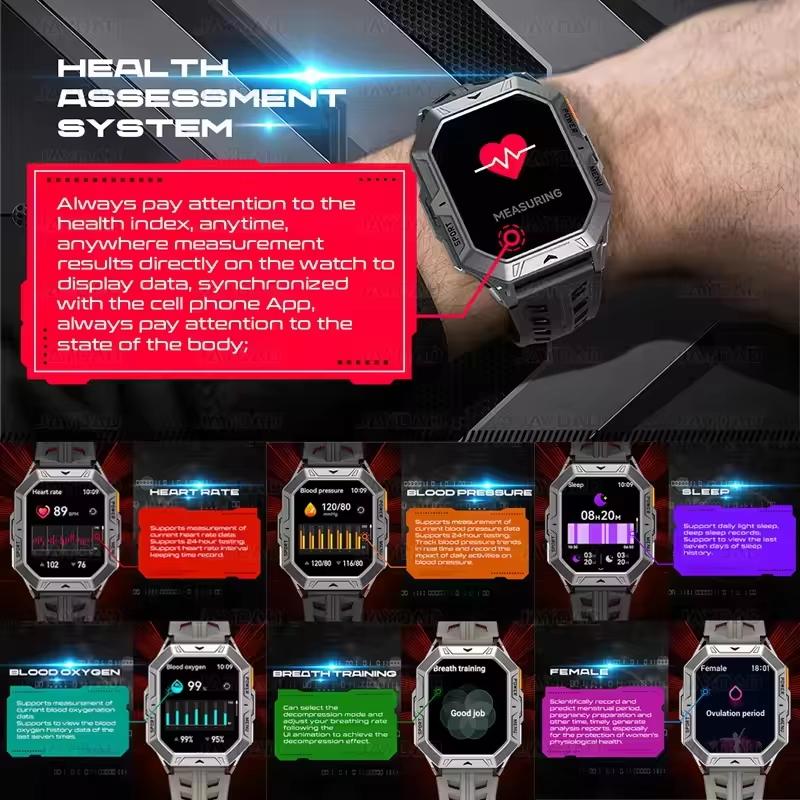 2025 New Smartwatch 1000mAh Battery 2.13-inch AMOLED Screen Men's Watch Compass 10ATM Waterproof Bluetooth Call Sports Smartwatches