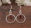 Solid 925 Sterling Silver Carnelian Gemstone Round Earrings, Handmade Earrings, Gift For Her Silver Jewelry