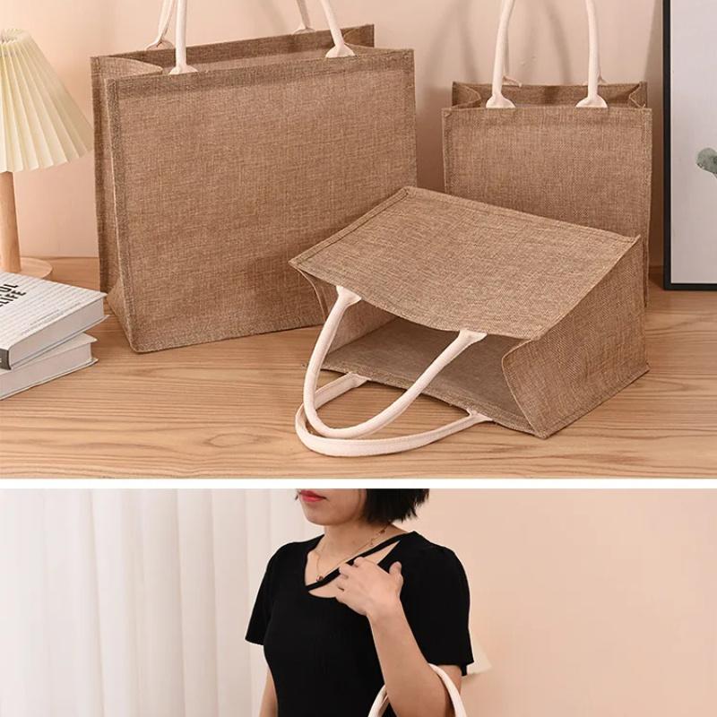 Linen Bag Hand-painted Cotton Sacks Jute Portable Imitation Sacks Linen Bags Shopping Bags Laminated Bags