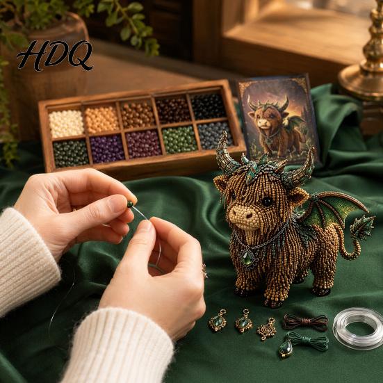 Multi-color Beads Set Highland Cow Bead Kit Mythical DIY Craft Tiny Animal