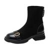Retro Velvet Short Boots Women's Boots Autumn and Winter New Elastic Thin Boots Socks Boots Brown Medium Boots