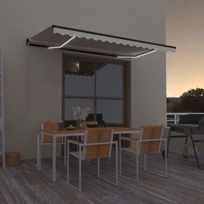 Exclusive House - Manual Retractable Awning with LED 450x350 Cm Cream