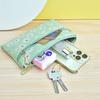 PU Leather Money Coin Purse Wear-resistant with wrist strap Credit Card Holoder Daisy Printed Zipper Phone Bag for Women Maiden