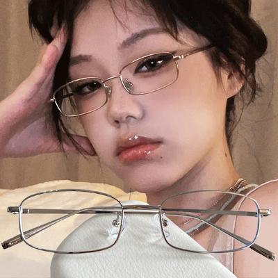 Y2K Vintage Glasses Square Metal Frame Half Frame Girls Chic Cosplay Party Decoration Glasses Metal Pography Glasses Gifts