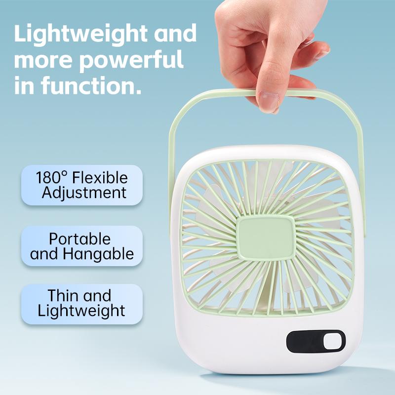 Mini Desk Fan Portable USB Rechargeable Table Fan Small Desktop Electric Fans for Office Home Outdoor Camping Cooling