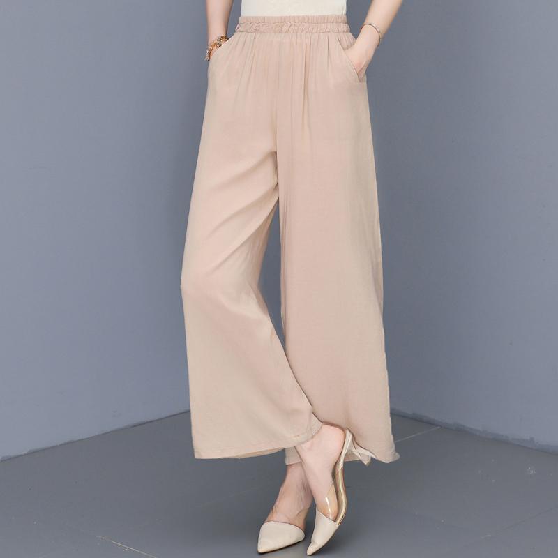 

Women s Solid Color Wide Leg Pants, Elastic Waist Summer Casual Trousers (XL-5XL) 5XL