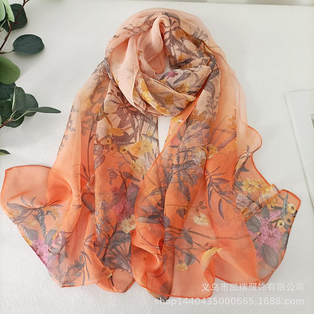 Summer Scarf Scarf for Women Pastoral Decoration Thin Georgette Fragrant Grass Long Spring and Autumn Versatile Sun Protection Shawl