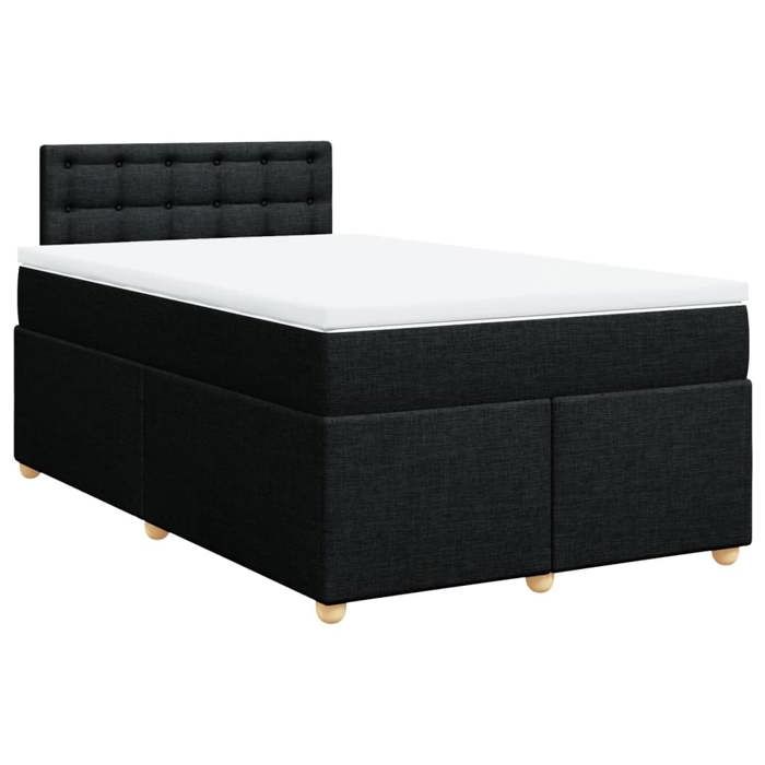Exclusive House - Bed Slat Base with Mattress Black 120x200 Cm Fabric