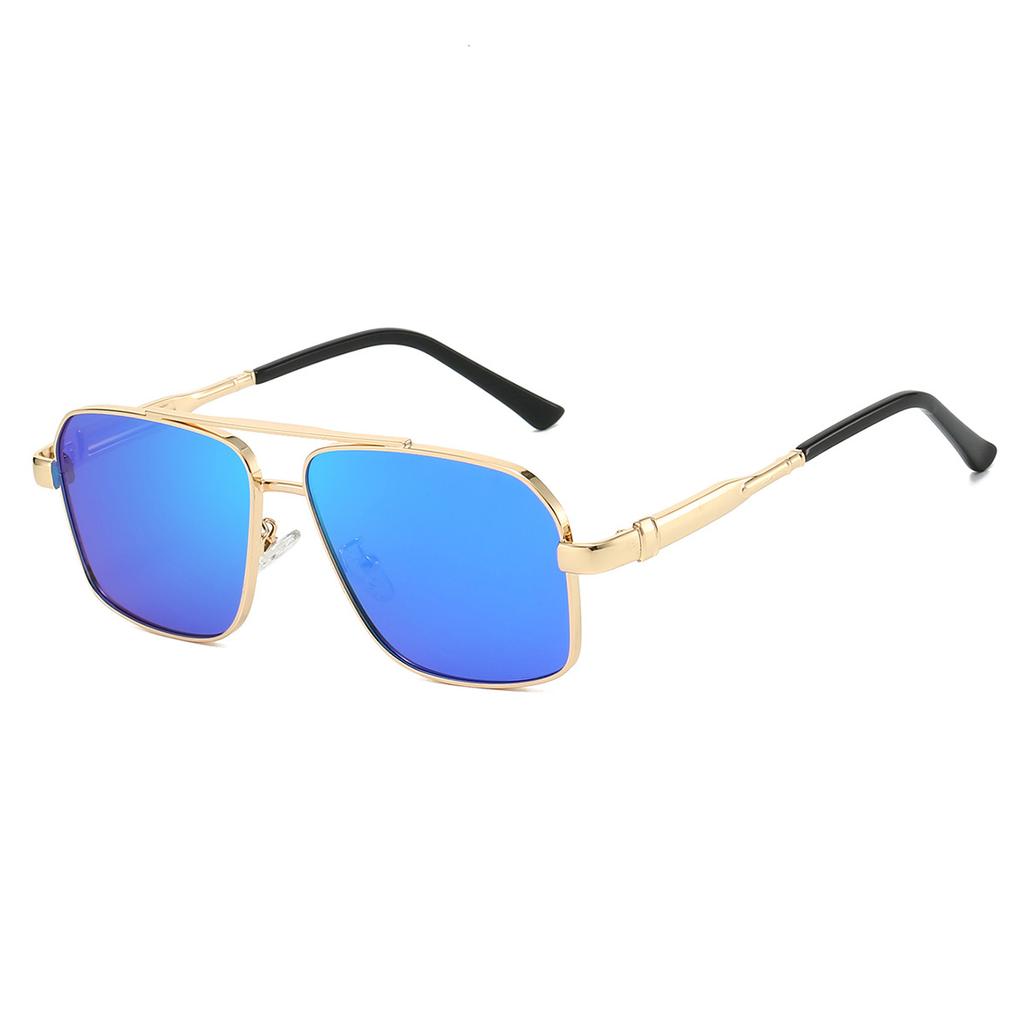Square Metal Double Beam Men's Sunglasses Fashionable Light Luxury Casual Driving Sunglasses Personalized Colorful Sunglasses