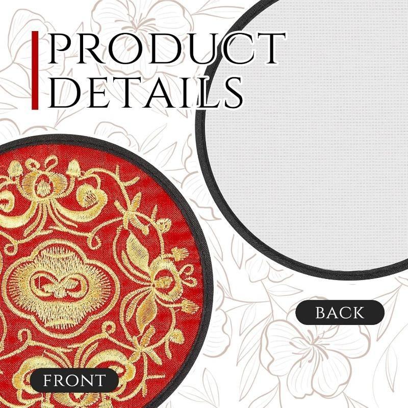 Floral Cloth Coasters for Decoration,13cm Fabric Embroidered Round Coaster Art Souvenirs Gifts Vintage Ethnic Teacup Mat Home Ornament,1pc