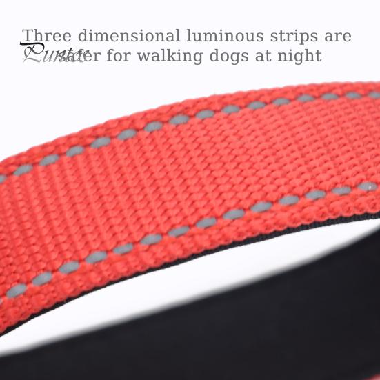 Neoprene Handle Dog Leash 12 Inches Short Heavy Duty Traffic Leashes with Carabiner Clip Inch Long Reflective Nylon Lead Padded for Large Medium Dogs
