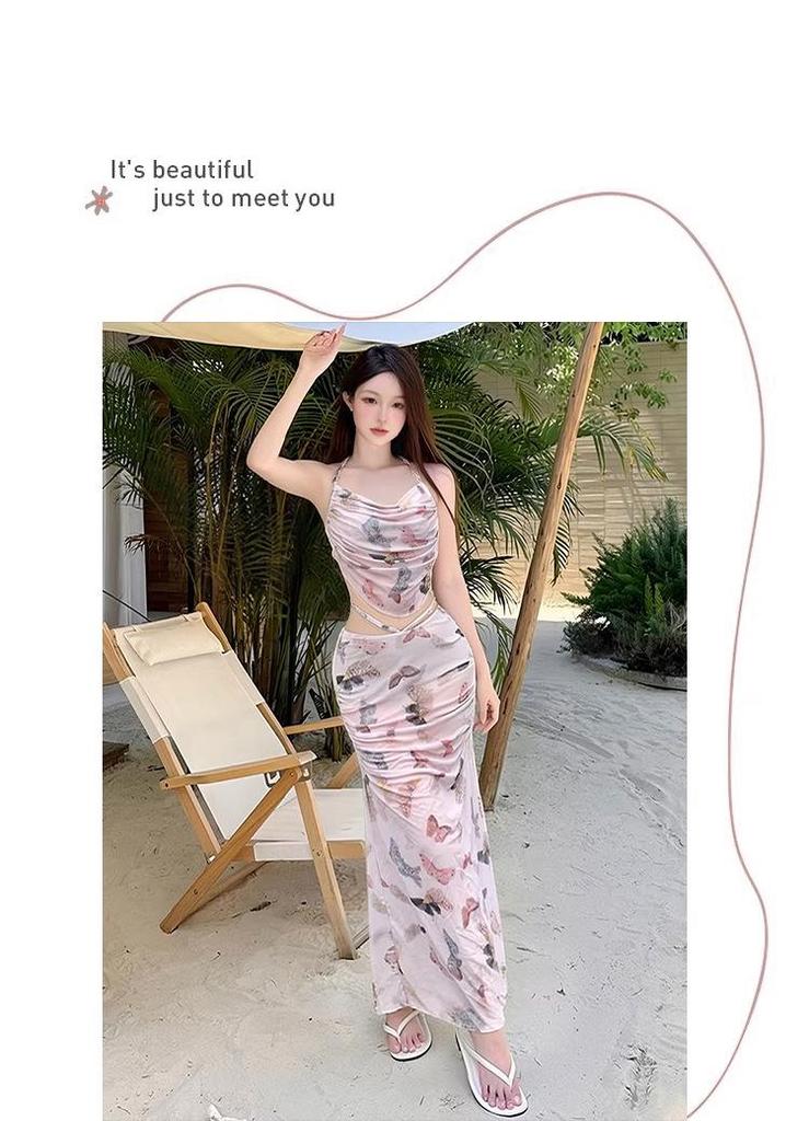 Women's 2025 Push-Up Bikini Set: Three-Piece Swimsuit with Long Skirt, Underwire Support, Beach & Resort Wear.