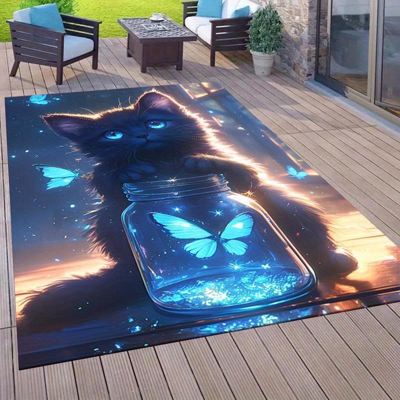 

1pc Cat Pattern Area Rug Soft Flannel Floor Mat for Living Room, Bedroom and Carpet, Sofa Coffee Table Floor Mat, Machine Washable 60cm by 90cm