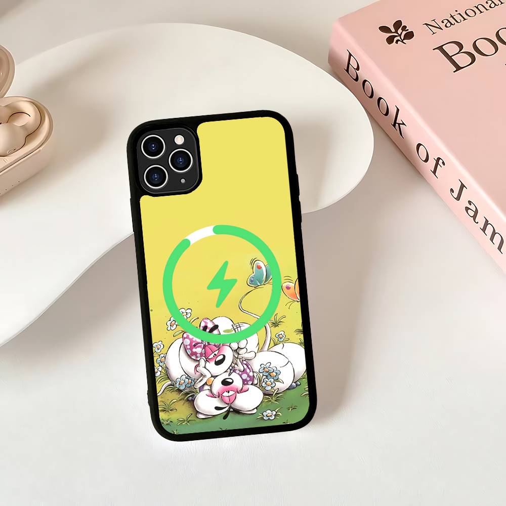Cartoon D-Diddl Magnetic Matte Phone Case For IPhone 16 17 15 14 13 12 11 For Magsafe Wireless Charge Cover