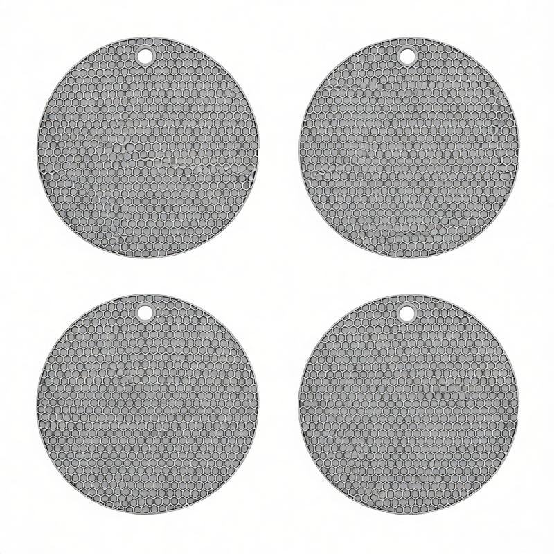 4Pcs Silicone Anti Scalding Mat Pot Rack Household Kitchen Countertop Protection Heat-Resistant Anti Slip Circular Silicone Mat