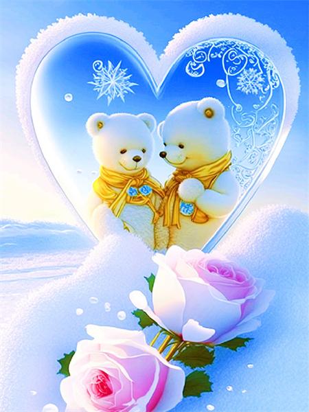 Diamond Painting Set Bear Heart Full Square/Round Embroidery Mosaic Animal Handmade Gift Home Decor