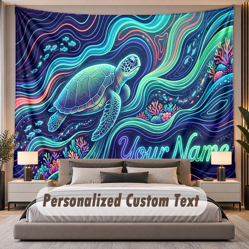 Octopus Sea Life (103) Theme Custom Tapestry Personalized Custom Name Text Wall Hanging Tapestry Home Decor Background Cloth