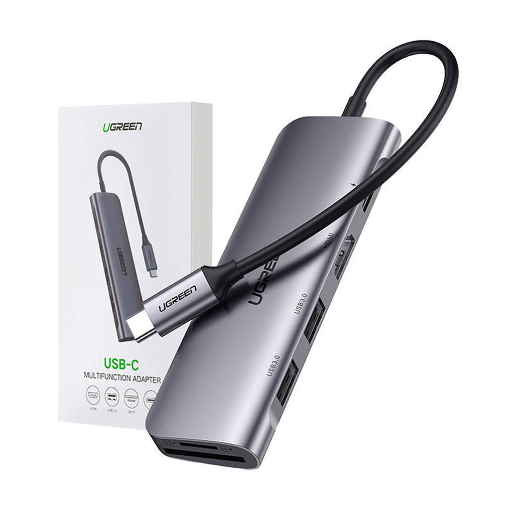 6in1 HUB Adapter USB-C - HDMI USB-A USB-C PD SD TF Reader - Gray