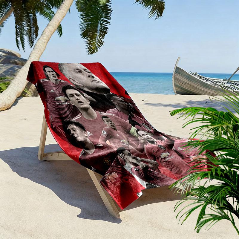 Retro MUFC Canvas Print Beach Towel, Large Soft Quick Dry Towel for Beach Camping Swimming