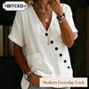 Women's Fashion Casual V-Neck Short Sleeve Blouses & Shirts