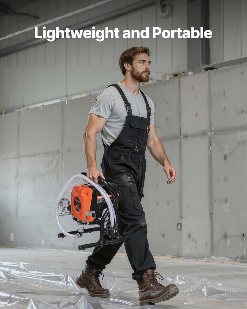 Stand Airless Paint Sprayer, 900W, 3300PSI High Pressure Airless Sprayer, Cleaning Brush, Hose, Extension Rod, Nozzles, Electric Spray Paint Machine