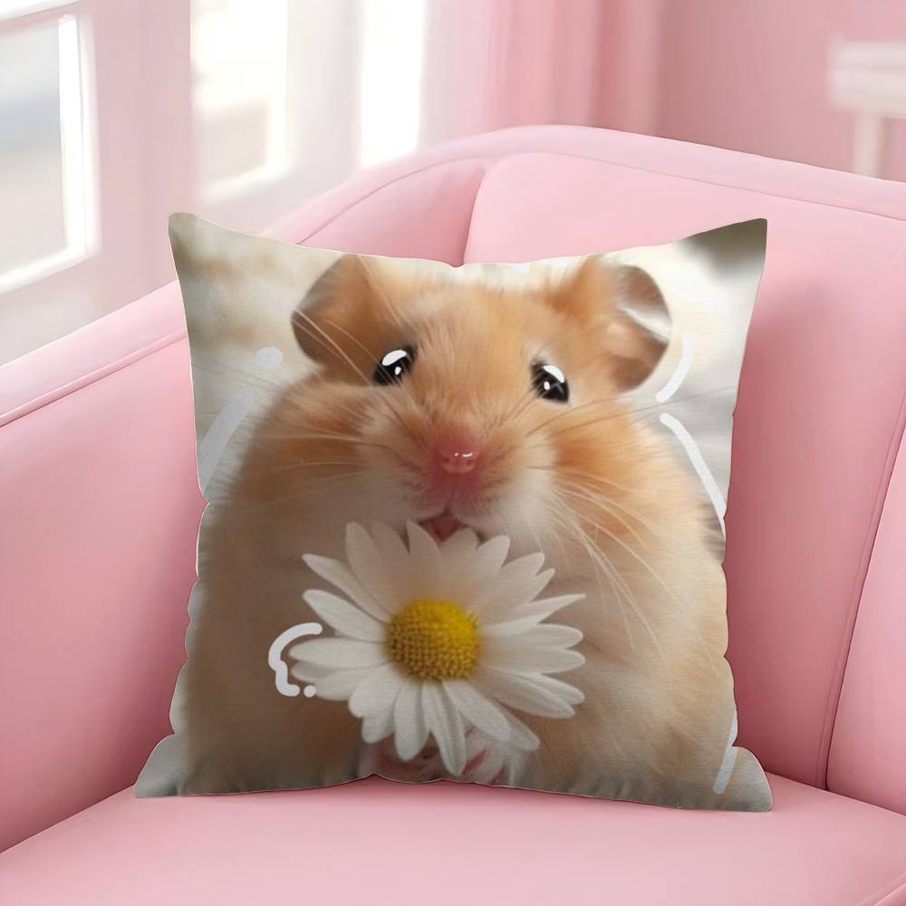 Funny Sad Hamster Emoticon   Pillow Cover Design cushion Cover decor Holiday Decorati