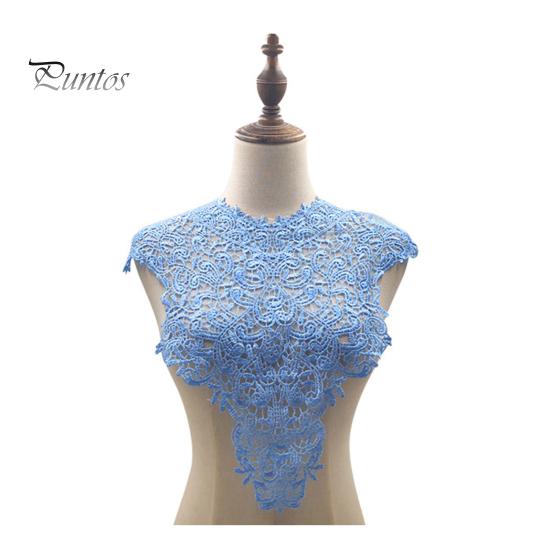 

Кружевной искусственный воротник, вышитый корсаж, полый дизайн, большие цветы, съемный передний/задний воротник, кружевная аппликация, женский шарм для швейного магазина B небесно-голубой