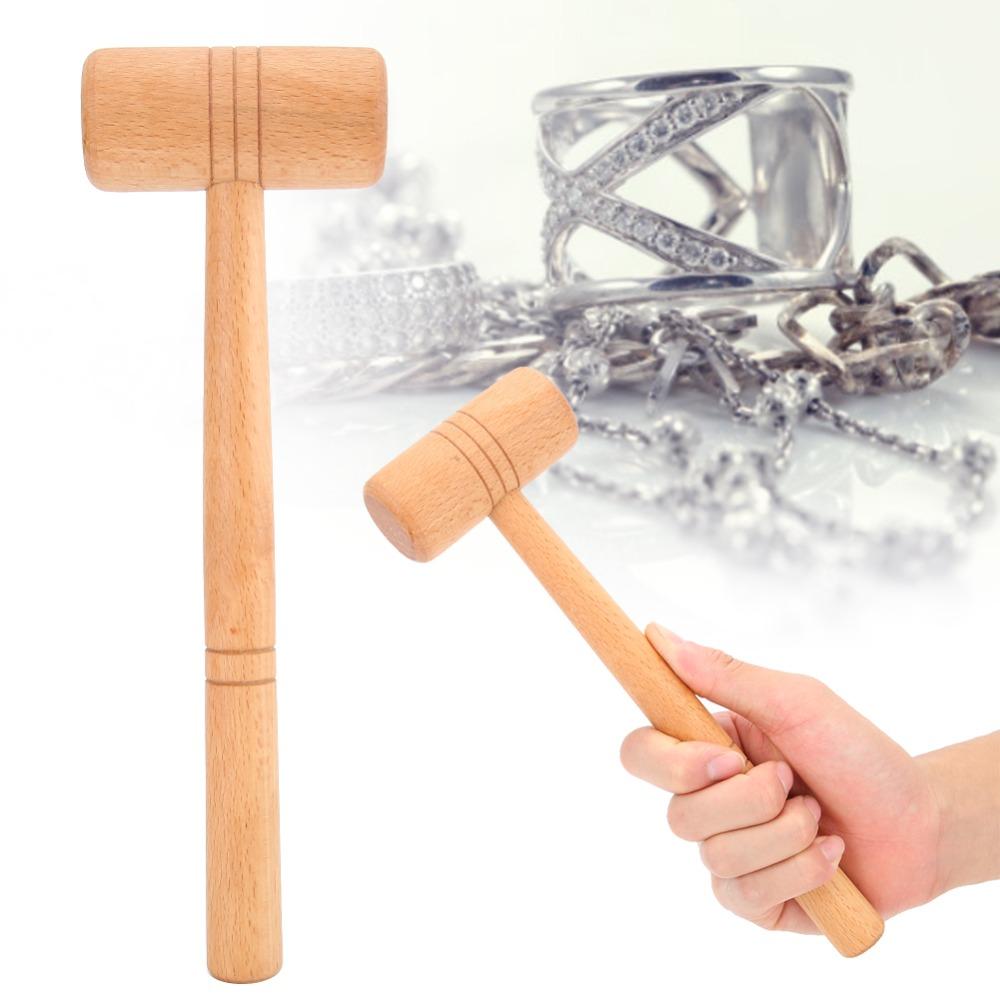 2Pcs Hammer Length 26cm Jewelry Hammer Wood color Metal Processing Tool  For DIY Repair