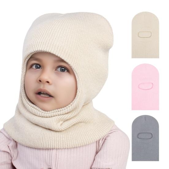Children Hat Solid Color Stretchy Fit Kids Knitted Hat Winter Outdoor Activities Headgear Cold Weather Hat