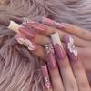 Long Press-On Nail Tips Women - Removable Acrylic Art Set Sweet Style Gel Glue Jelly Adhesive Options