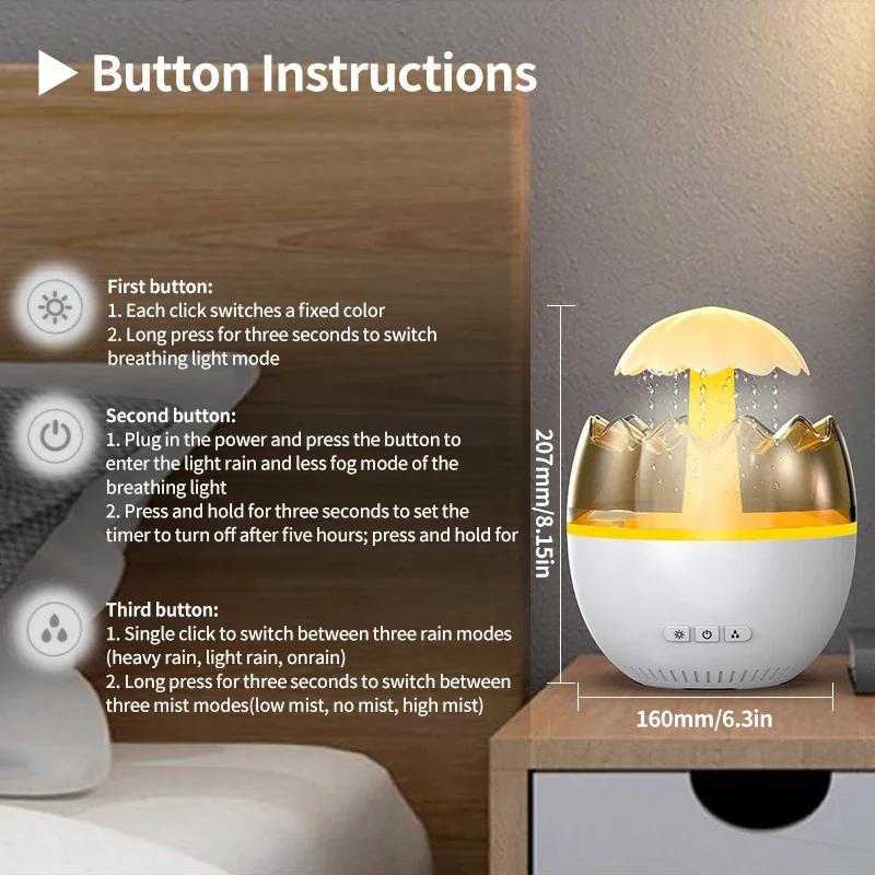 Regenwolken Luftbefeuchter Wassertropfen, Regnende Wolke Nachtlicht mit Regen 7 wechselnde Farben Nachtlichter