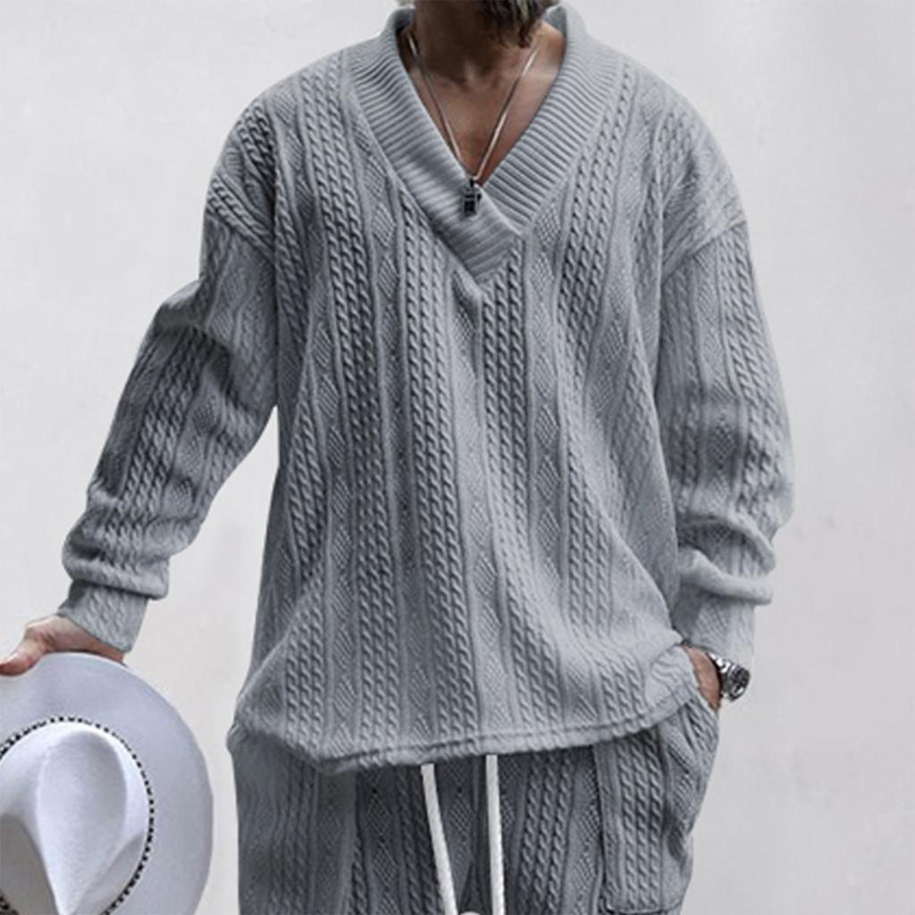 Men'S Large V-Neck Loose Casual Long Sleeved Shirt Sports Top