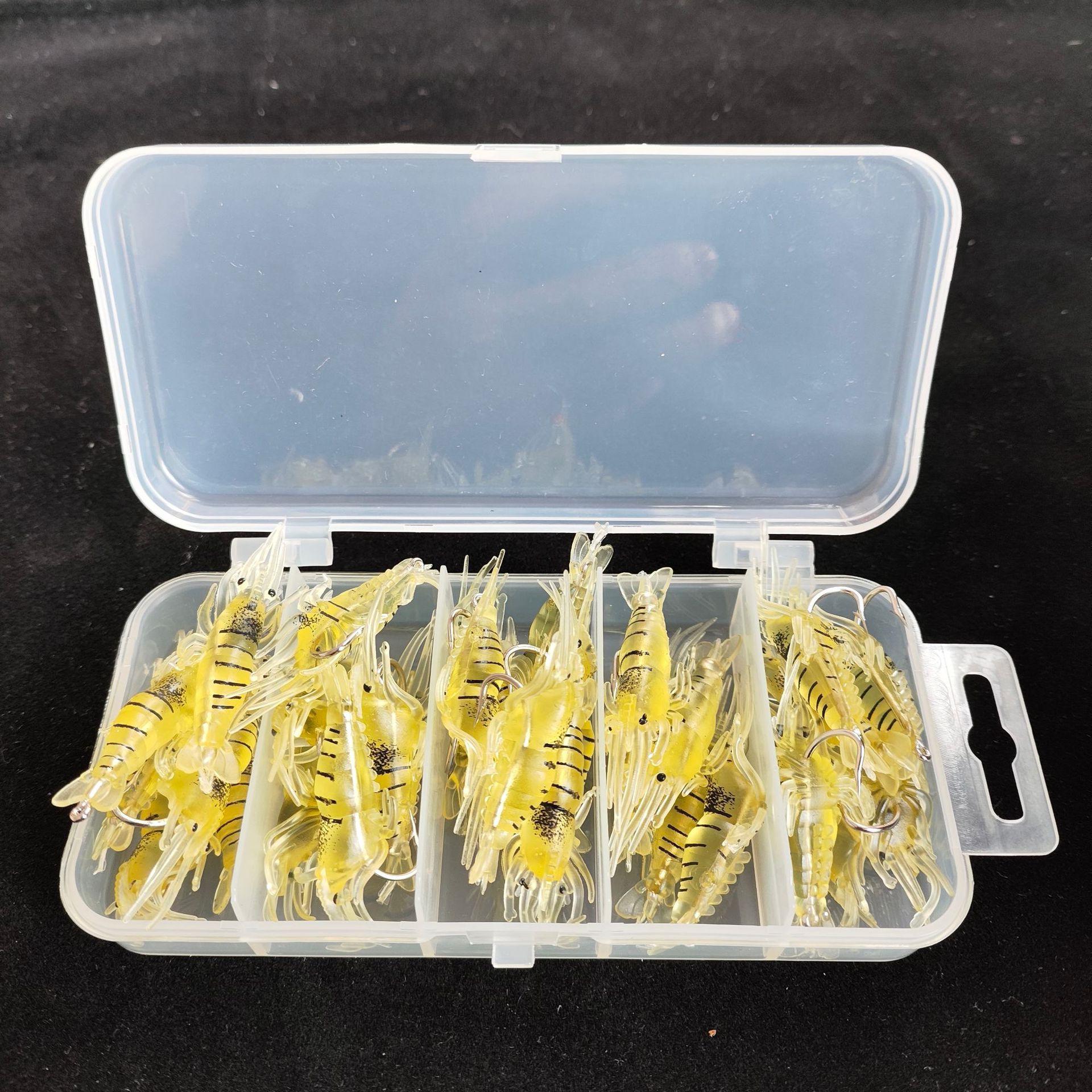 

Bionic Hooked Grass Shrimp Trap Box - 30 PCS PVC Soft Bait Lures 30 pcs/Small Five-Grid Box