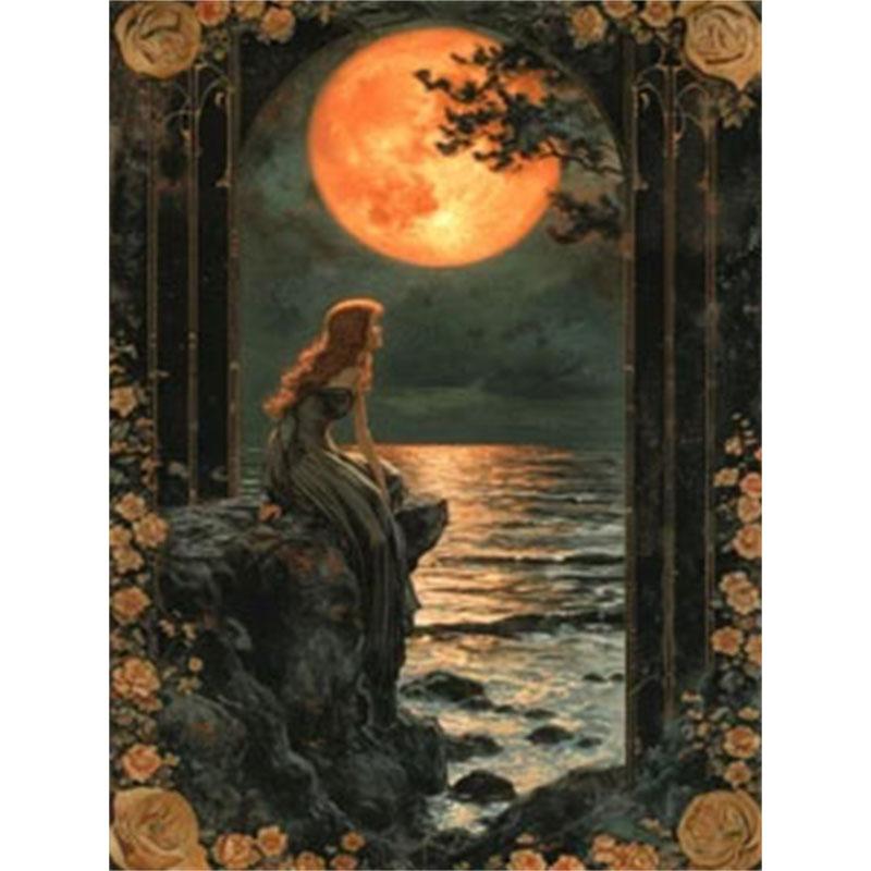 DIY Diamantový obraz Dcera moře Sada křížových stehů Mozaika Umění Diamantový obraz Kruhový/čtvercový Diamantový domov Dekorace