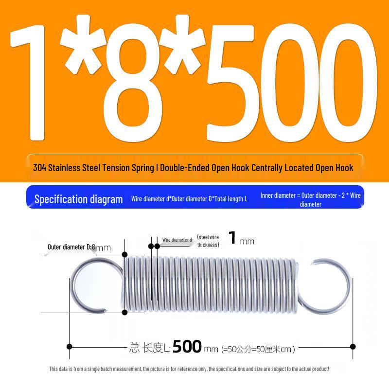 Arc de extensie din oțel inoxidabil 304 de 500 mm cu cârlige deschise și inel cu buclă dublă, personalizabil.